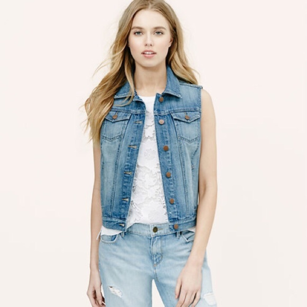 Ann Taylor Loft Denim Vest XS